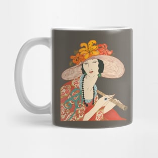 Lady in a hat (on brown) Mug